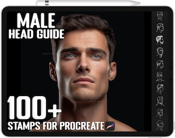 100+ Procreate Male Head Guide Stamps, Male Head Guide Brushes for Procreate, Instant Digital Download
