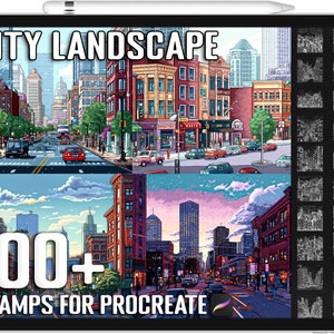 100+ Procreate City Landscape Stamps, Realistic City Brushes for Procreate, Instant Digital Download