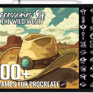 100+ Procreate Accessories of the Wild West Stamps, Realistic Brushes for Procreate, Instant Digital Download