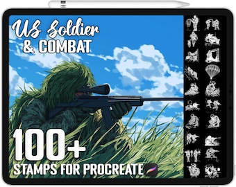 100+ Procreate US Soldier & Combat Stamps, Realistic Brushes for Procreate, Instant Digital Download