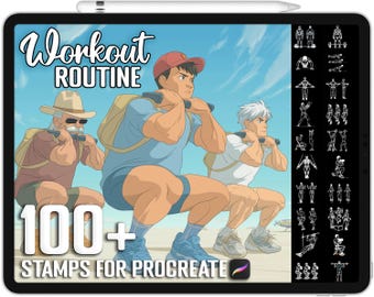 100+ Procreate Workout Routine Stamps, Realistic Brushes for Procreate, Instant Digital Download