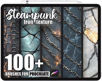 100+ Procreate Steampunk Iron Brushes, Realistic Texture Brushes for Procreate, Instant Digital Download