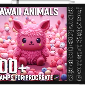 100 種類以上の Procreate かわいい動物スタンプ、Procreate 用のリアルなかわいい動物ブラシ、すぐにデジタルダウンロード可能