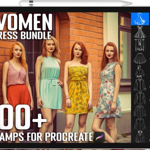 100+ Procreate Women Dress Stamps, Women Dress Brushes for Procreate, Instant Digital Download