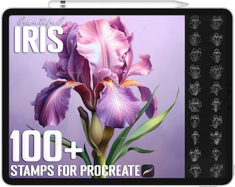 Mais de 100 selos Procreate Iris, pincéis Iris para Procreate, download digital instantâneo
