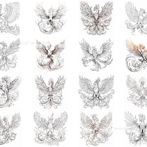 100 Procreate Phoenix Bird Stamps, Phoenix Brushes for Procreate, Instant Digital Download image 9