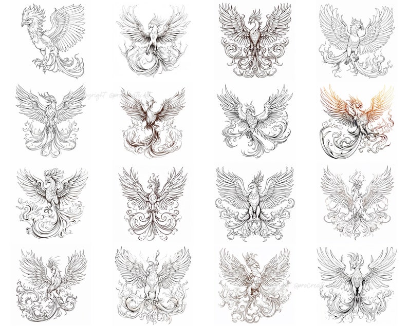 100 Procreate Phoenix Bird Stamps, Phoenix Brushes for Procreate, Instant Digital Download image 9