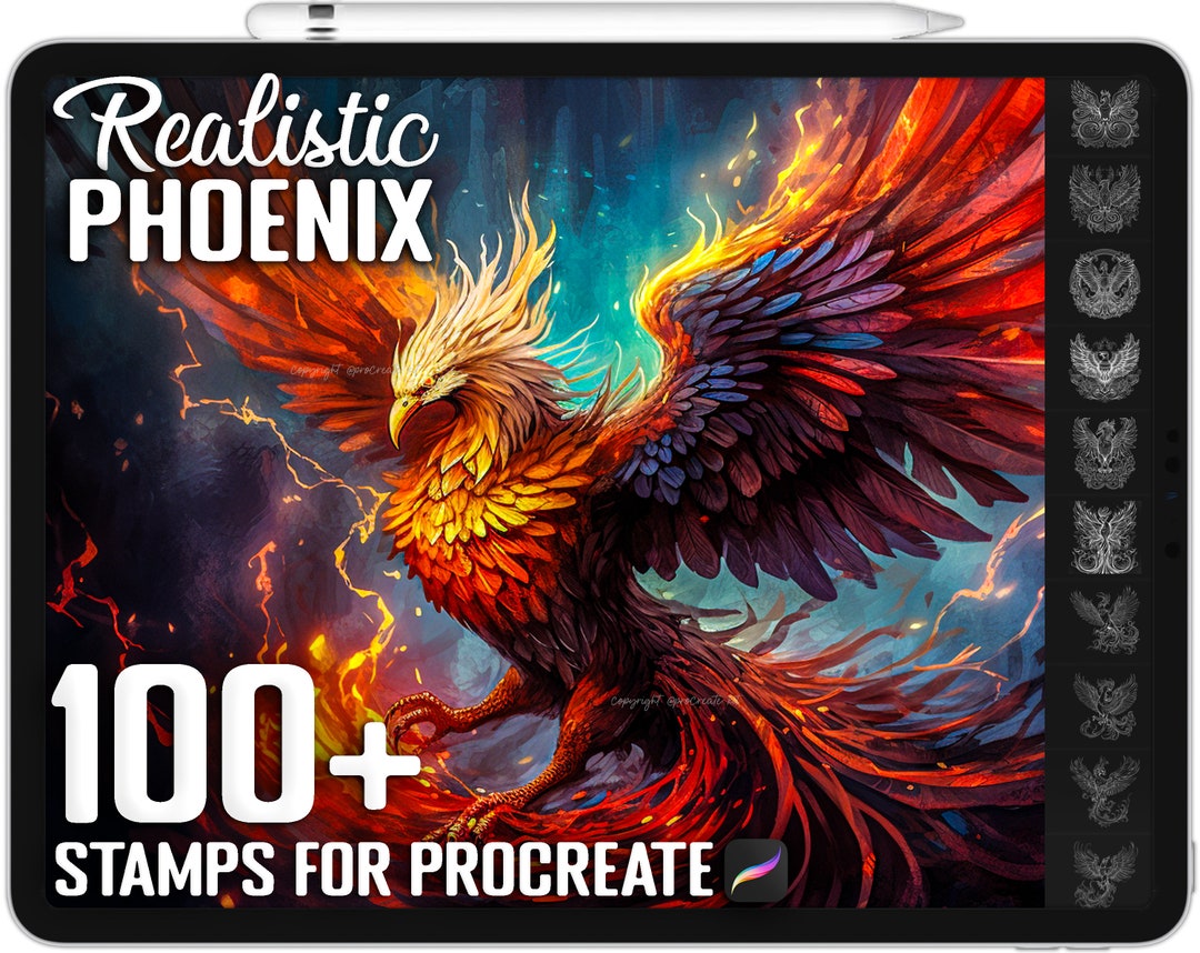 100 Procreate Phoenix Bird Stamps, Phoenix Brushes for Procreate