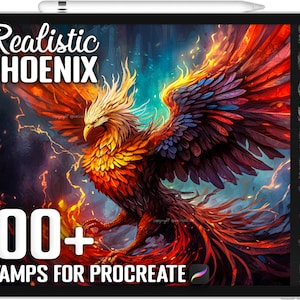 100 Procreate Phoenix Bird Stamps, Phoenix Brushes for Procreate, Instant Digital Download image 1