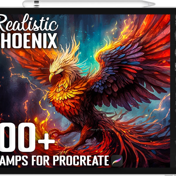 100+ Procreate Phoenix Bird Stamps, Phoenix Brushes for Procreate, Instant Digital Download