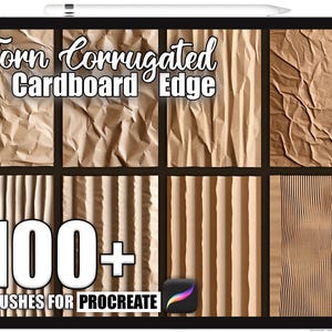 Oltre 100 pennelli per bordi in cartone ondulato strappato di Procreate, pennelli per texture realistiche per Procreate, download digitale istantaneo