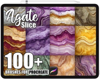 100+ Procreate Achatscheiben, realistische Texturbürsten für Procreate, sofortiger digitaler Download