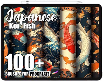 100+ Procreate Japanese Koi Fish Brushes, Realistic Texture Brushes for Procreate, Instant Digital Download