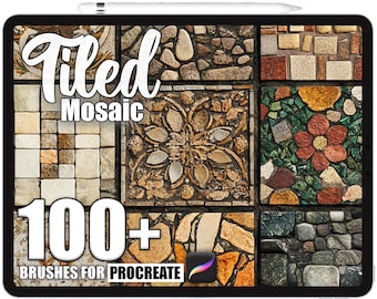 100+ Procreate Tiled Mosaic Brushes, Realistic Texture Brushes for Procreate, Instant Digital Download