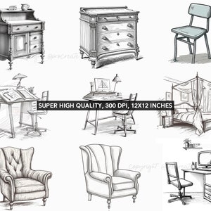 Procreate Furniture Stamps, Furniture Brushes for Procreate, Instant ...
