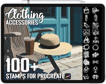 Oltre 100 timbri per accessori di abbigliamento Procreate, pennelli realistici per Procreate, download digitale istantaneo