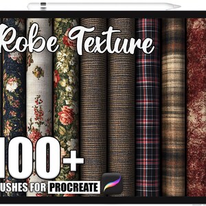 Plus de 100 pinceaux de texture pour robe Procreate, pinceaux de texture réalistes pour procréer, téléchargement numérique instantané
