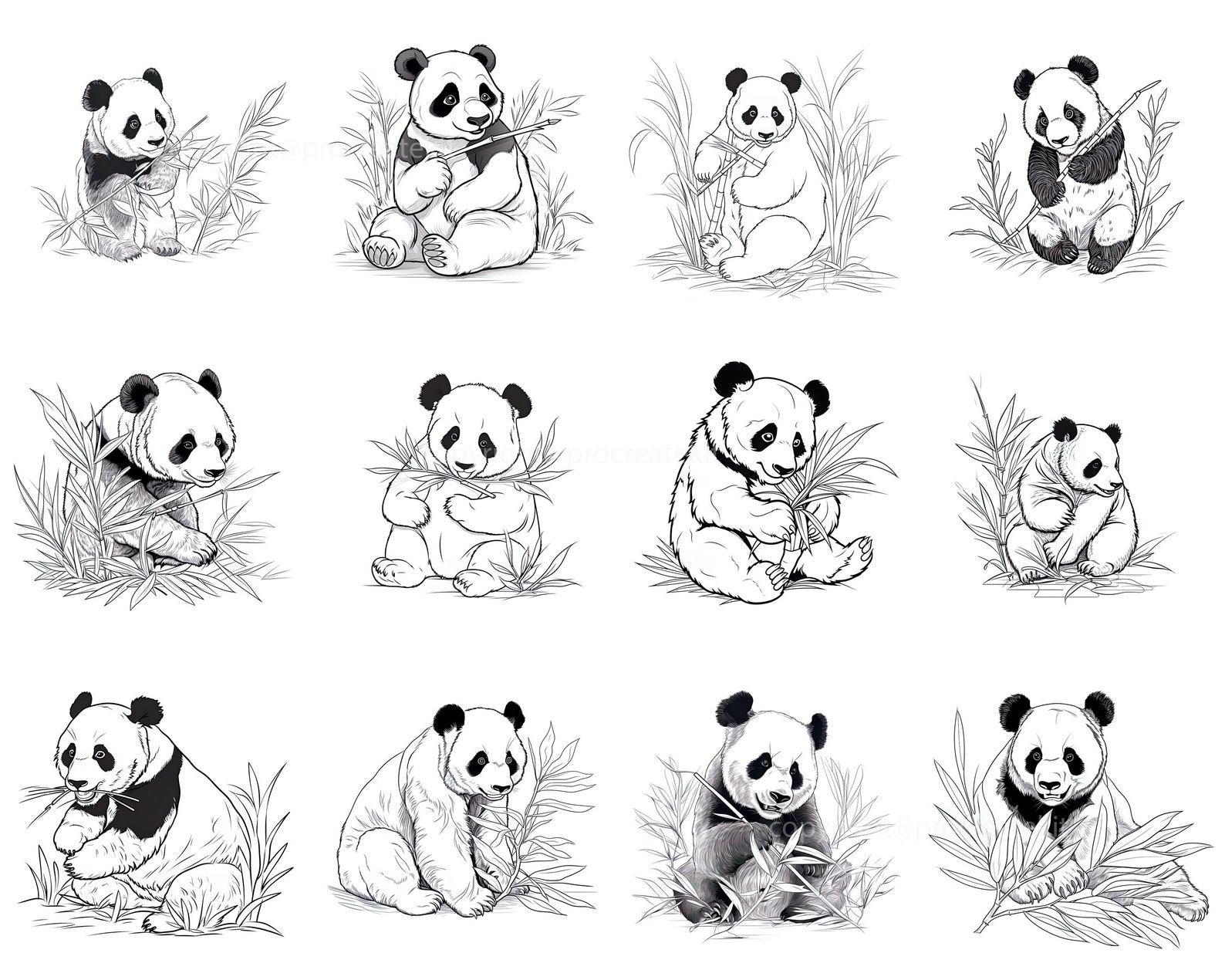 100+ Procreate Panda Stamps, Panda With Bamboo and Foresst Brushes for ...