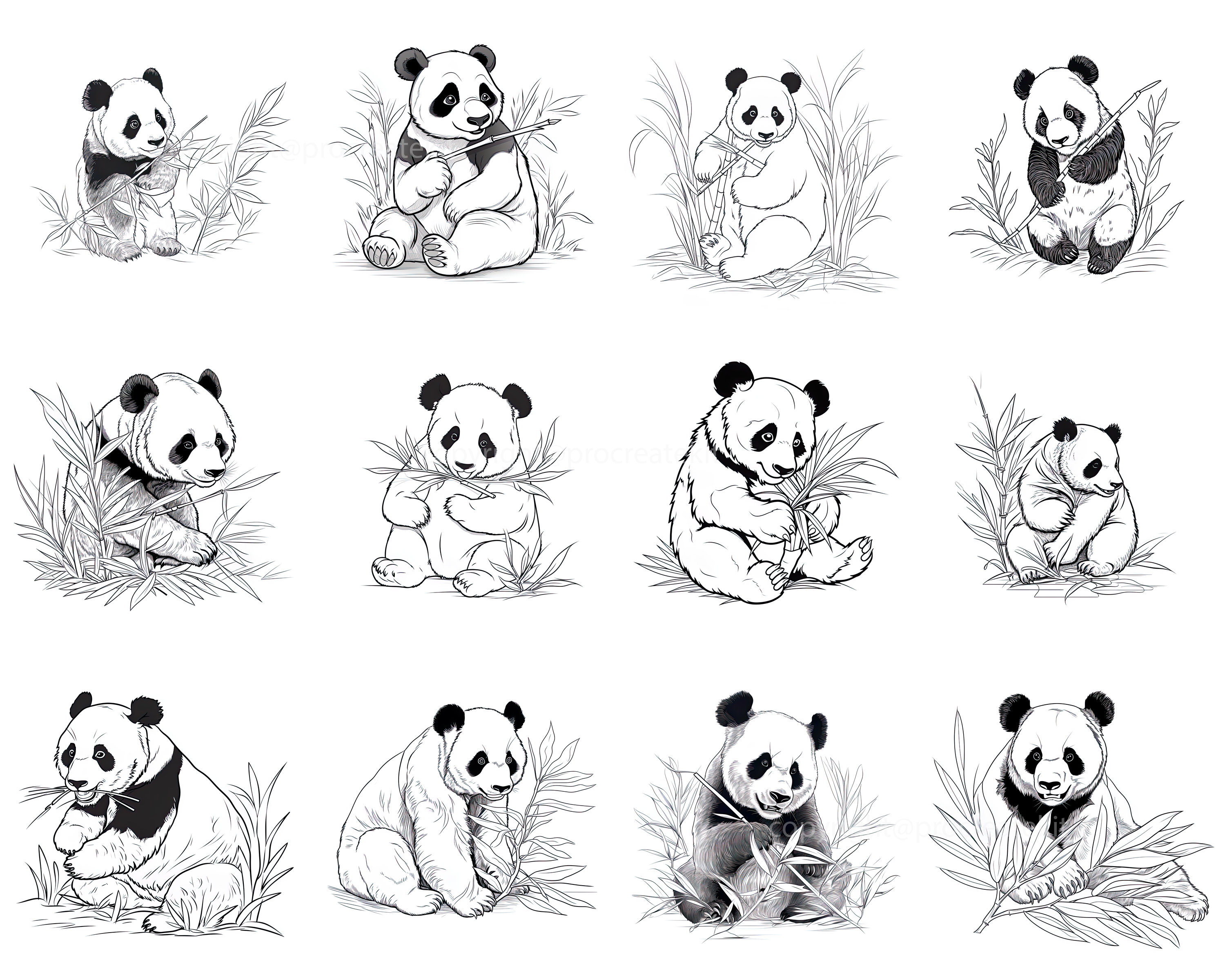 100+ Procreate Panda Stamps, Panda With Bamboo and Foresst Brushes for ...