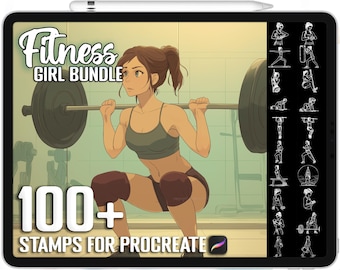 100+ Procreate Fitness Girl Stamps, Realistic Brushes for Procreate, Instant Digital Download