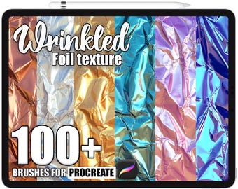 100+ Procreate Wrinkled Foil Brushes, Realistic Texture Brushes for Procreate, Instant Digital Download