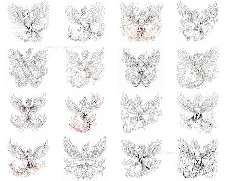 100 Procreate Phoenix Bird Stamps, Phoenix Brushes for Procreate, Instant Digital Download image 8