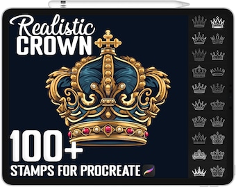 100+ Procreate Realistic Crown Stamps, Crown Brushes for Procreate, Instant Digital Download