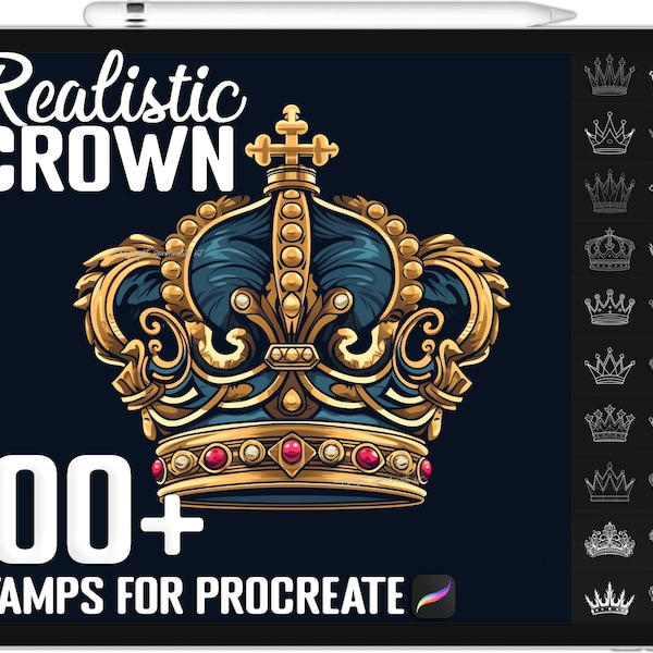 100+ Procreate Realistic Crown Stamps, Crown Brushes for Procreate, Instant Digital Download