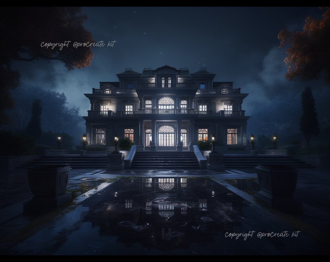 Image showcasing 100+ Procreate Mansion Stamps, Mansion Brushes for Procreate, Instant ...