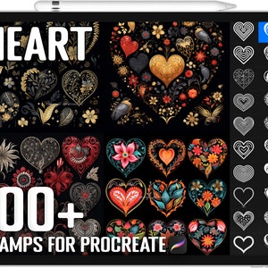 100+ Procreate Heart Stamps, Heart Brushes for Procreate, Instant Digital Download