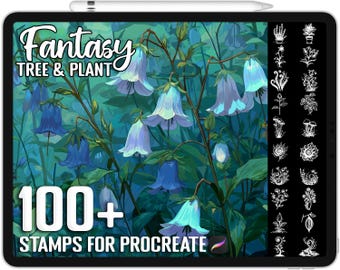 Oltre 100 timbri Procreate Fantasy Tree & Plant, pennelli realistici per Procreate, download digitale istantaneo
