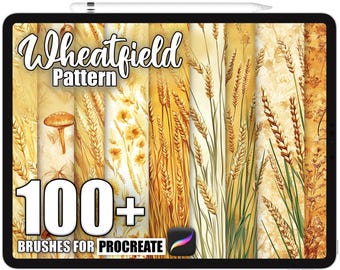 100+ Procreate Wheatfield Pattern Brushes, Realistic Texture Brushes for Procreate, Instant Digital Download