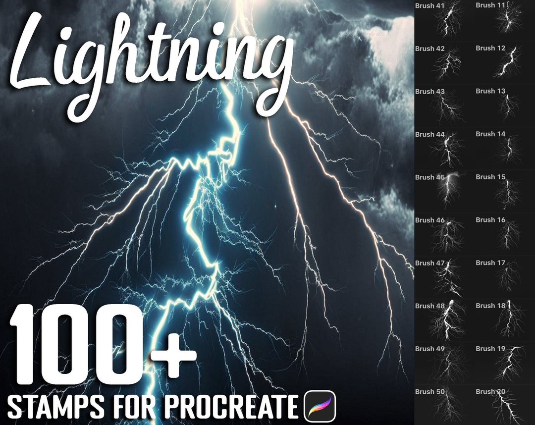 Procreate Lightning Stamps, Realistic Lightning Brushes for Procreate, Instant Digital Download