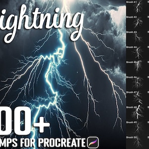 Procreate Lightning Stamps, Realistic Lightning Brushes for Procreate, Instant Digital Download
