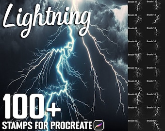 Maak bliksemstempels voort, realistische bliksemborstels voor voortplanting, direct digitaal downloaden