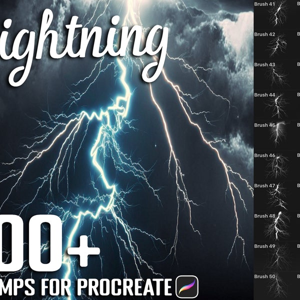 Procreate Lightning Stamps, Realistic Lightning Brushes for Procreate, Instant Digital Download
