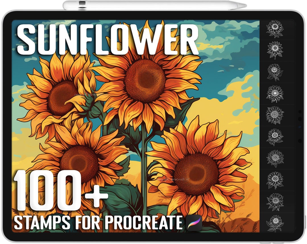 100 Procreate Sunflower Stamps Sunflower Brushes for Etsy