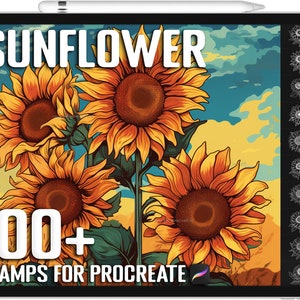 Más de 100 sellos de girasol Procreate, pinceles de girasol para Procreate, descarga digital instantánea