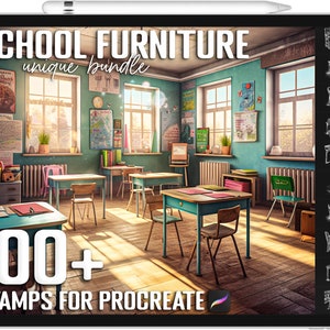 100+ Procreate School Furniture Stamps, School Furniture Brushes for Procreate, Instant Digital Download