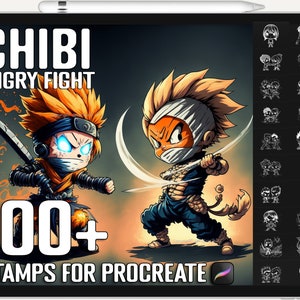 100+ Procreate Chibi Angry Fight Stamps, Chibi Fight Brushes for Procreate, Instant Digital Download