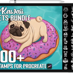 100+ Procreate Kawaii Pets Stamps, Realistic Brushes for Procreate, Instant Digital Download