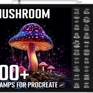 100+ Procreate Realistic Mushroom Stamps, Mushroom Brushes for Procreate, Instant Digital Download