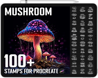 Más de 100 sellos de hongos realistas Procreate, cepillos de hongos para Procreate, descarga digital instantánea