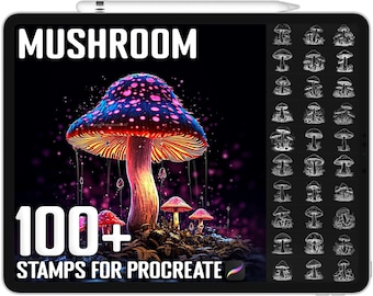 100+ Procreate Realistic Mushroom Stamps, Mushroom Brushes for Procreate, Instant Digital Download