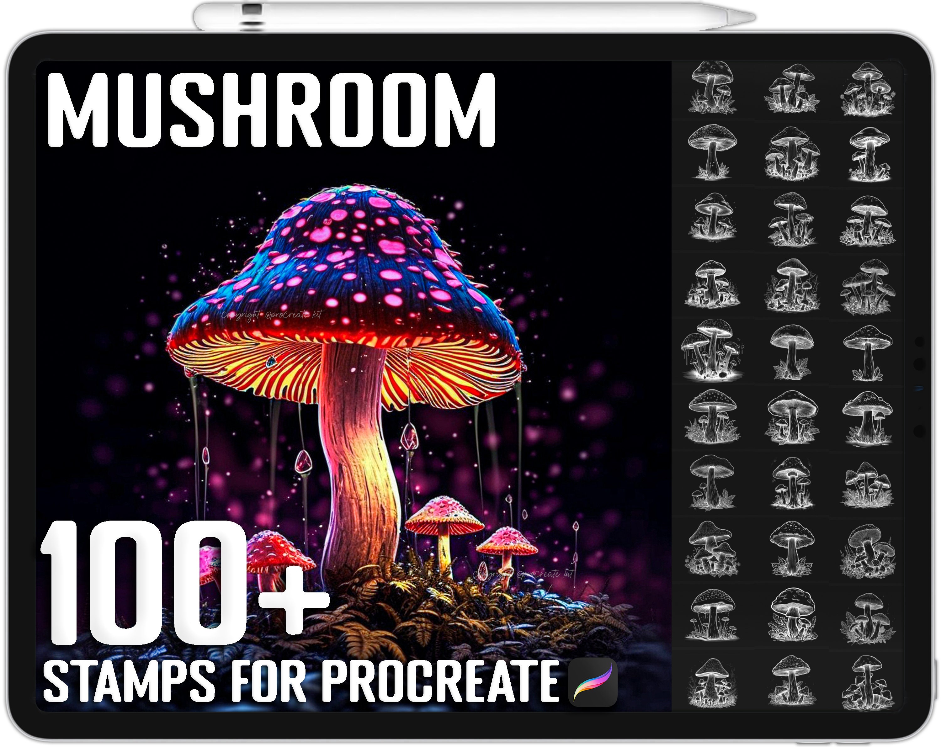 100+ Procreate Realistic Mushroom Stamps, Mushroom Brushes for ...