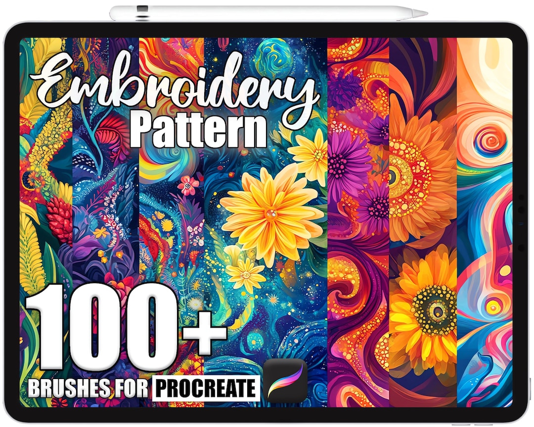 100+ Procreate Embroidery Pattern Brushes, Realistic Texture Brushes ...