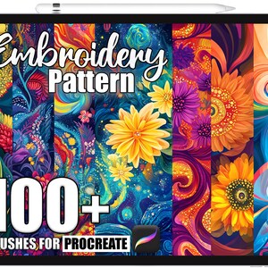 100+ Procreate Embroidery Pattern Brushes, Realistic Texture Brushes for Procreate, Instant Digital Download