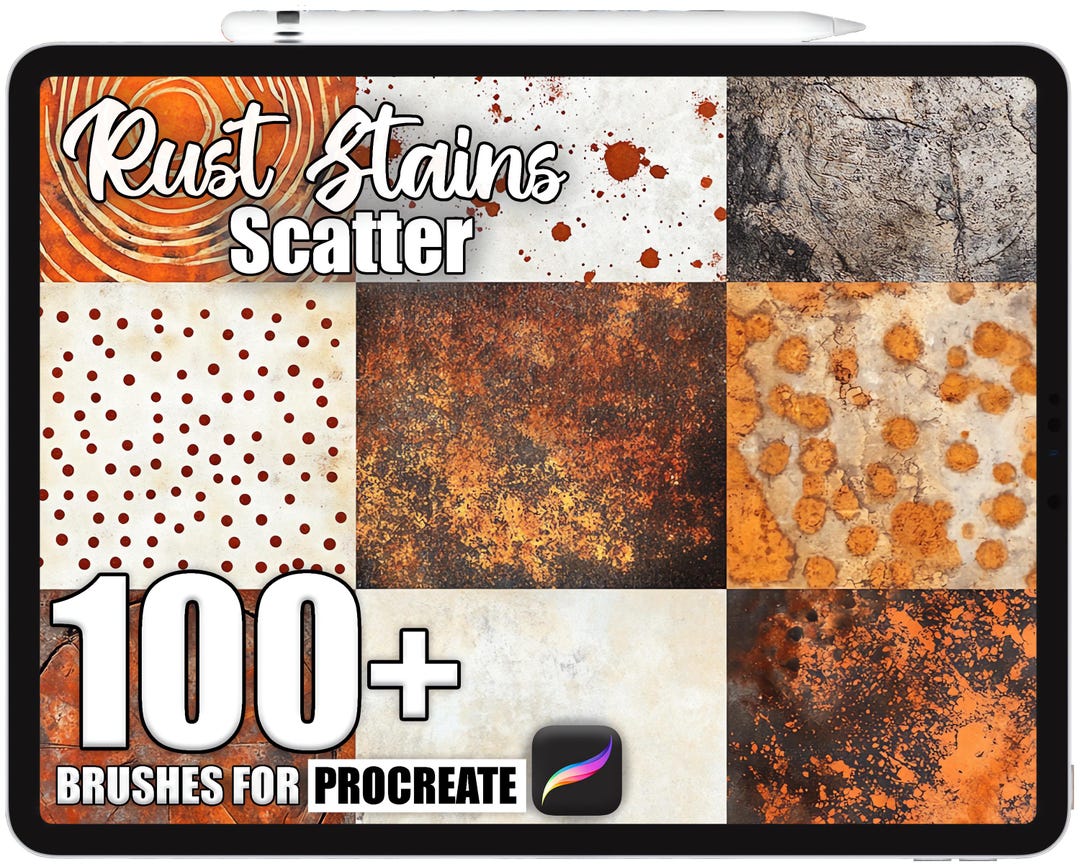 100+ Procreate Rust Stains Scatter Brushes, Realistic Texture Brushes ...