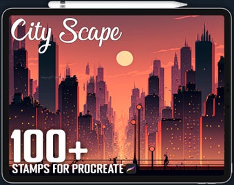 Über 100 Procreate City Scape Stempel, einzigartiges City Scape Guide Brushset Bundle für Procreate, sofortiger digitaler Download