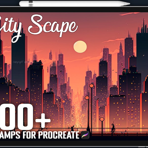 Plus de 100 tampons Procreate City Scape, Ensemble de pinceaux uniques City Scape Guide pour Procreate, Téléchargement numérique instantané